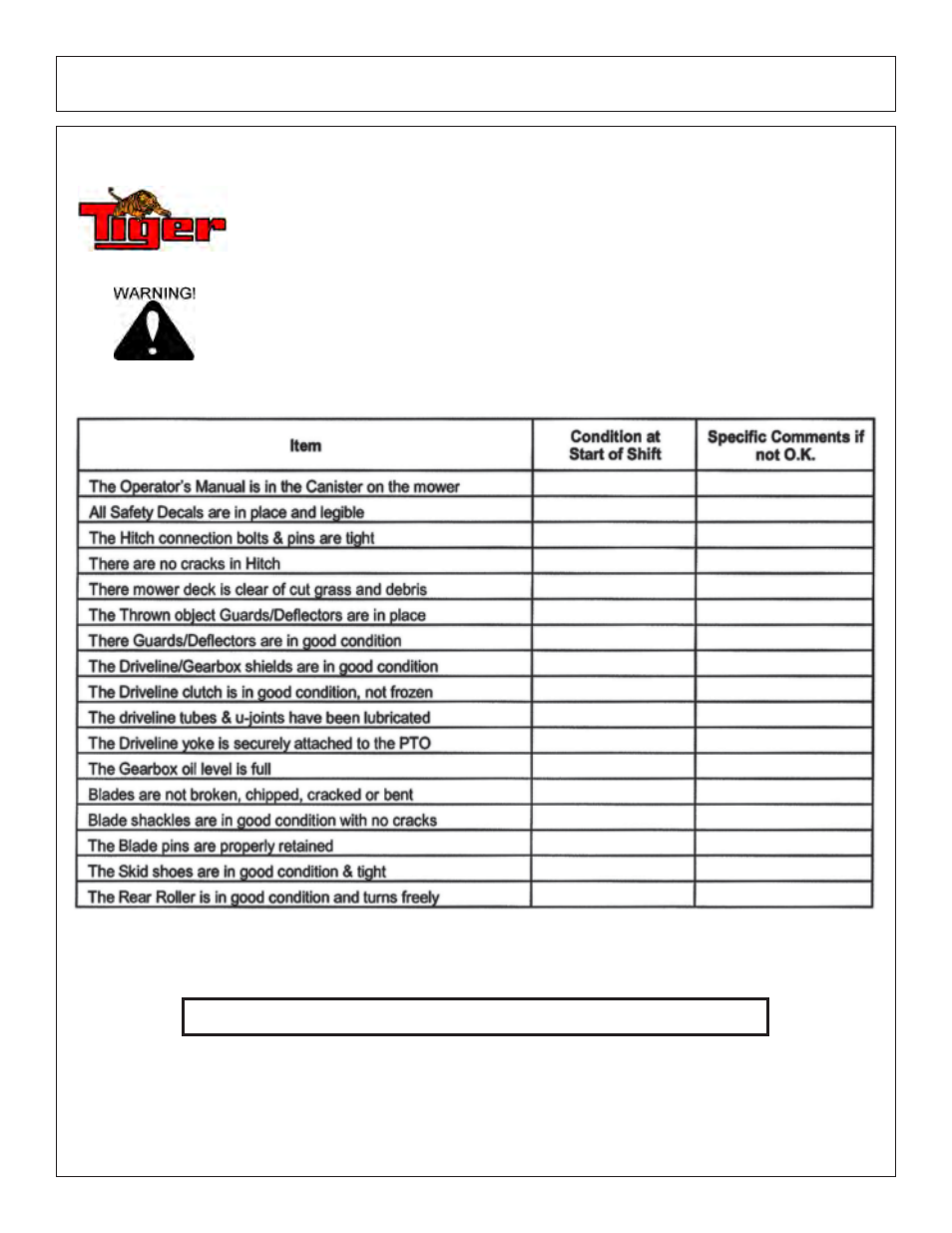 Operation flail mower pre-operation inspection | Tiger JD 5101E User Manual | Page 55 / 164