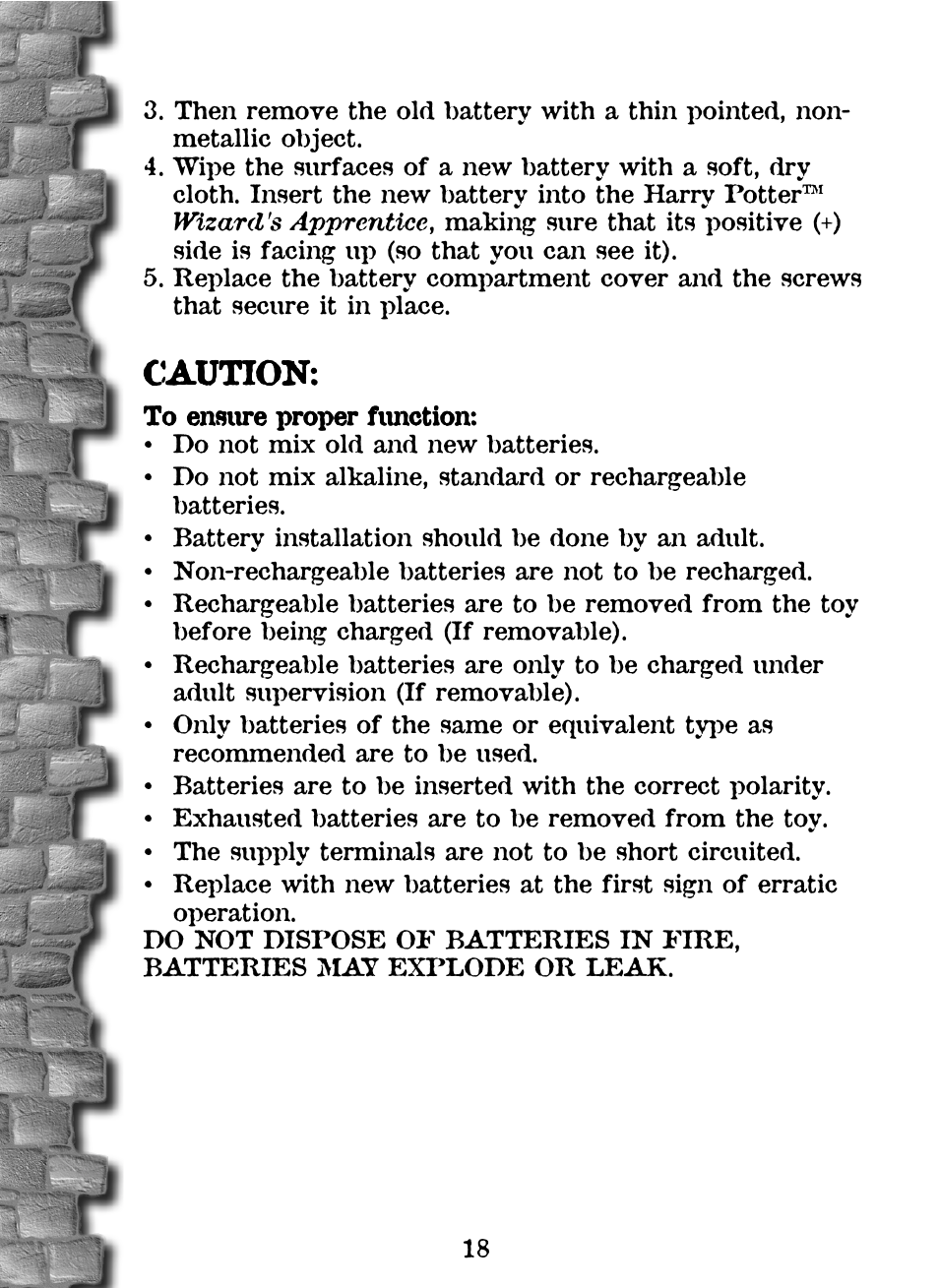 Caution | Tiger Wizards Apprentice 36284 User Manual | Page 19 / 23