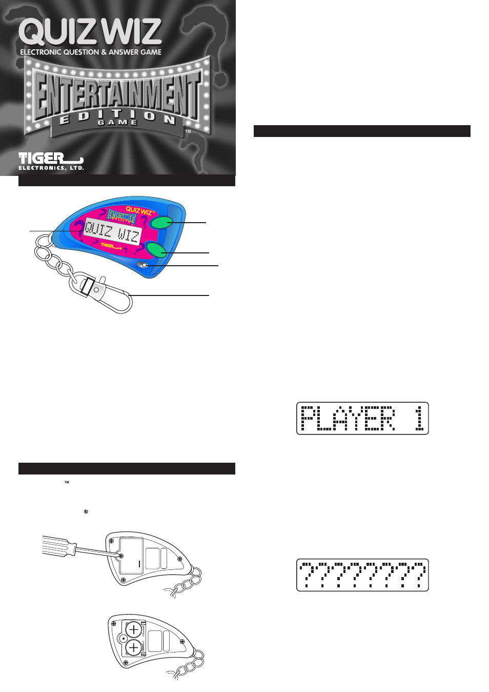 Tiger Entertainment Edition Game 65-151 User Manual | 2 pages