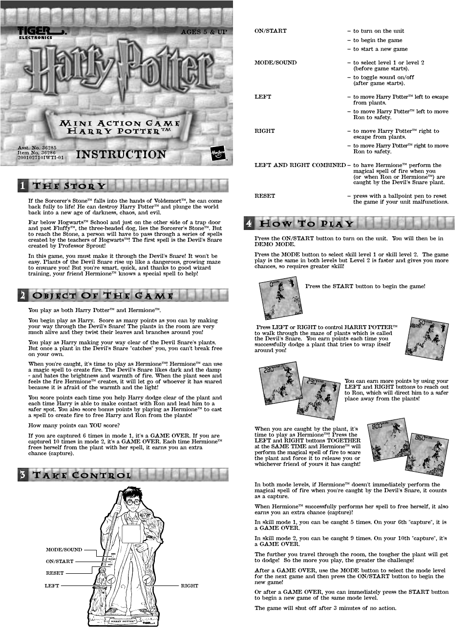 Tiger Mini Action Games User Manual | 2 pages