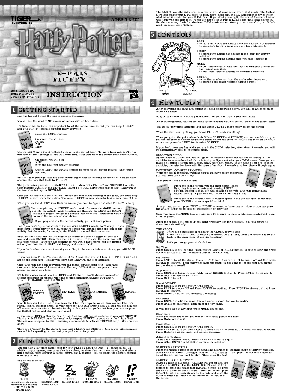 Tiger E-Pals Fluffy 36293 User Manual | 2 pages