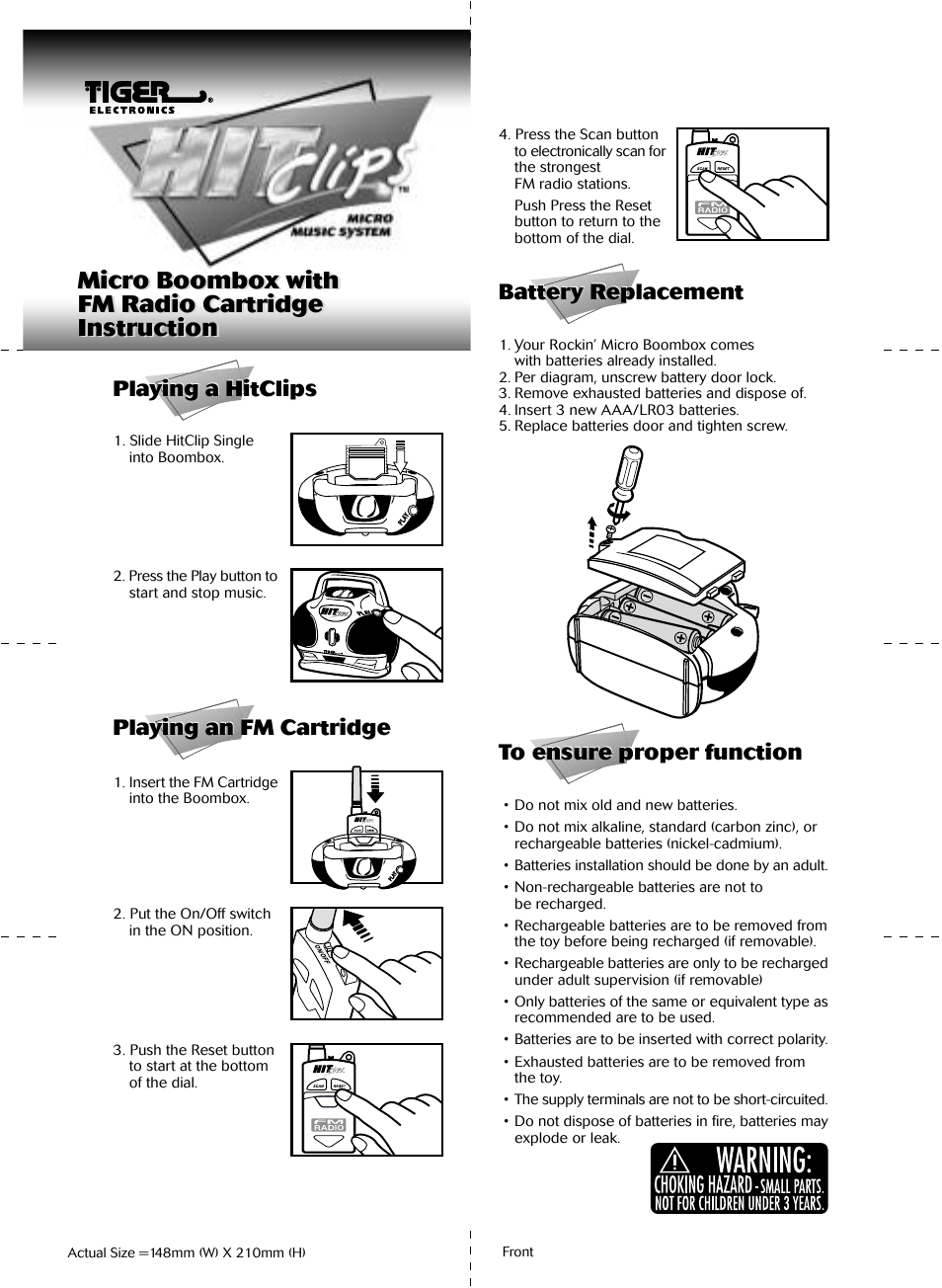 Tiger Hitclips Micro Boombox User Manual | 2 pages