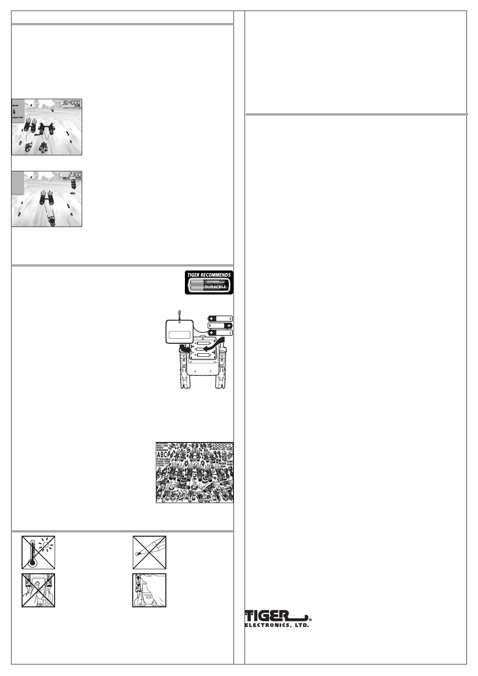 Racing, Inserting the batteries, Caution/defect or damage | 90-day limited warranty | Tiger Star Wars Podrace 88-008 User Manual | Page 2 / 2