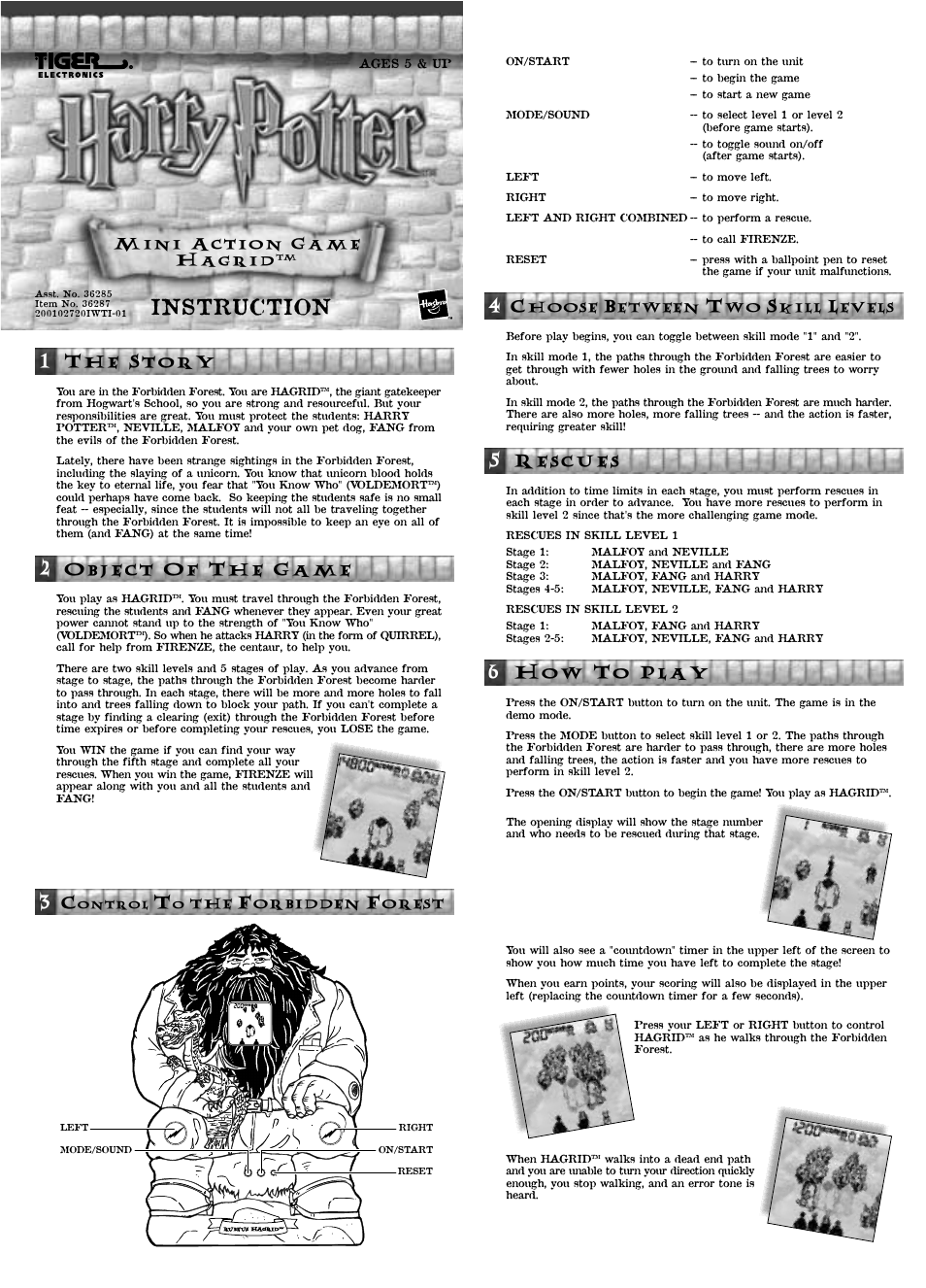 Tiger Mini Action Game Hagrid 36287 User Manual | 2 pages