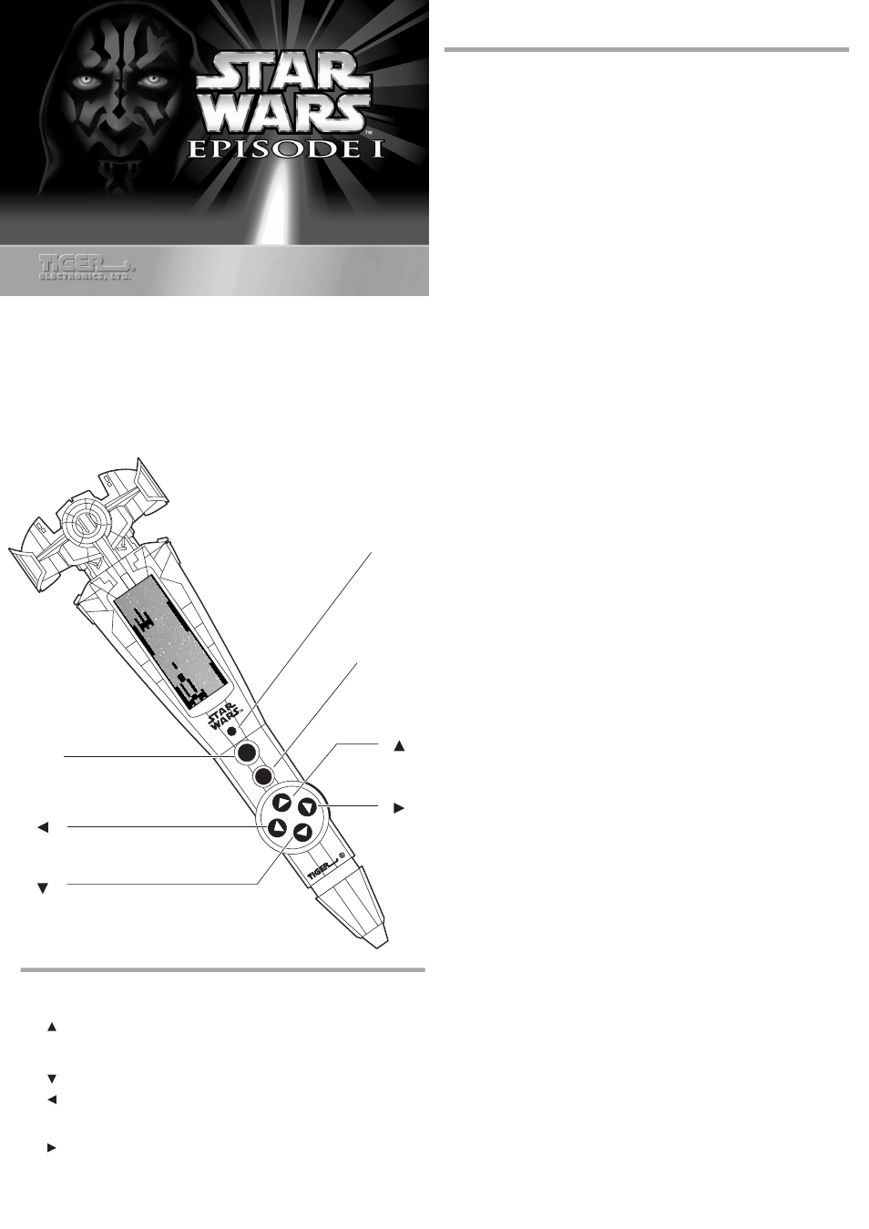 Tiger Sith Infiltrator Pen Game User Manual | 2 pages