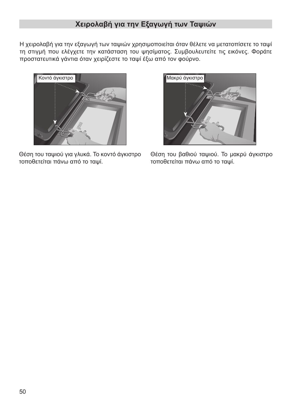 Χειρολαβή για την εξαγωγή των ταψιών | Teka HX-760 E User Manual | Page 50 / 73