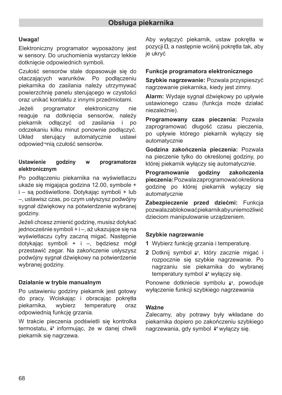 Obsługa piekarnika | Teka HX-760 E User Manual | Page 68 / 73