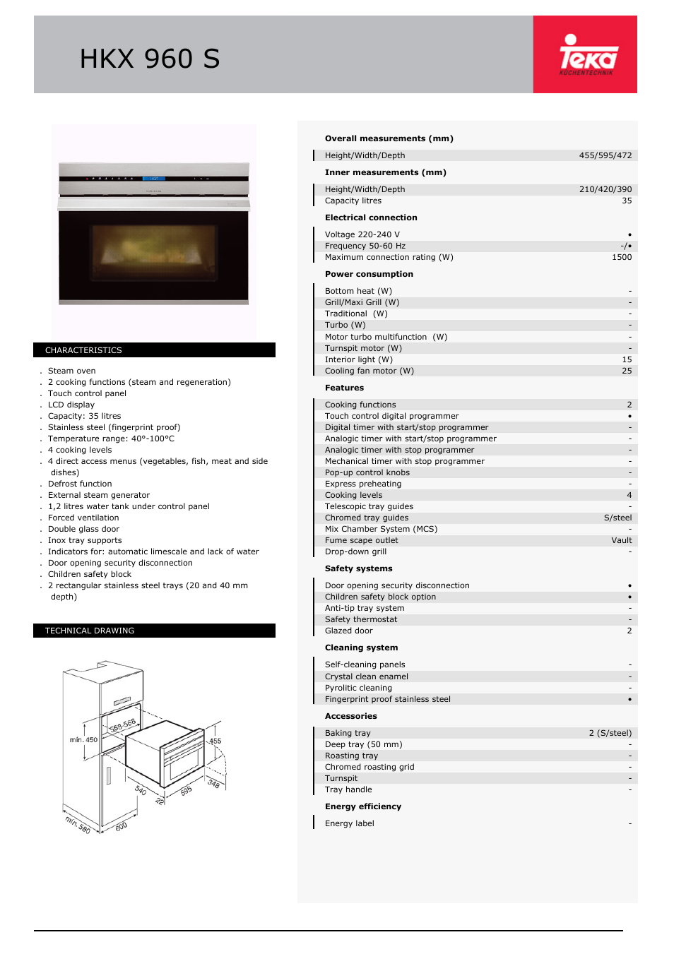 Teka HKX 960 S User Manual | 1 page