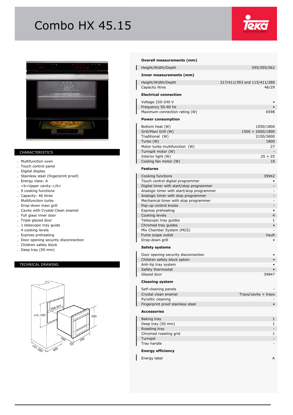 Teka Combo HX 45.15 User Manual | 1 page