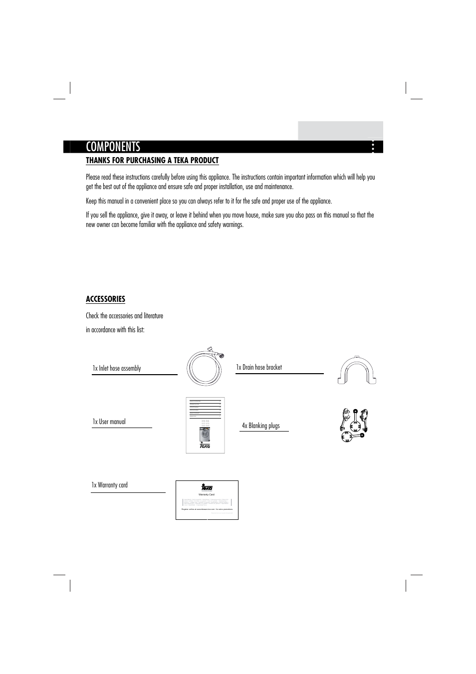 03 before use, Components | Teka TKW 1070 User Manual | Page 3 / 20