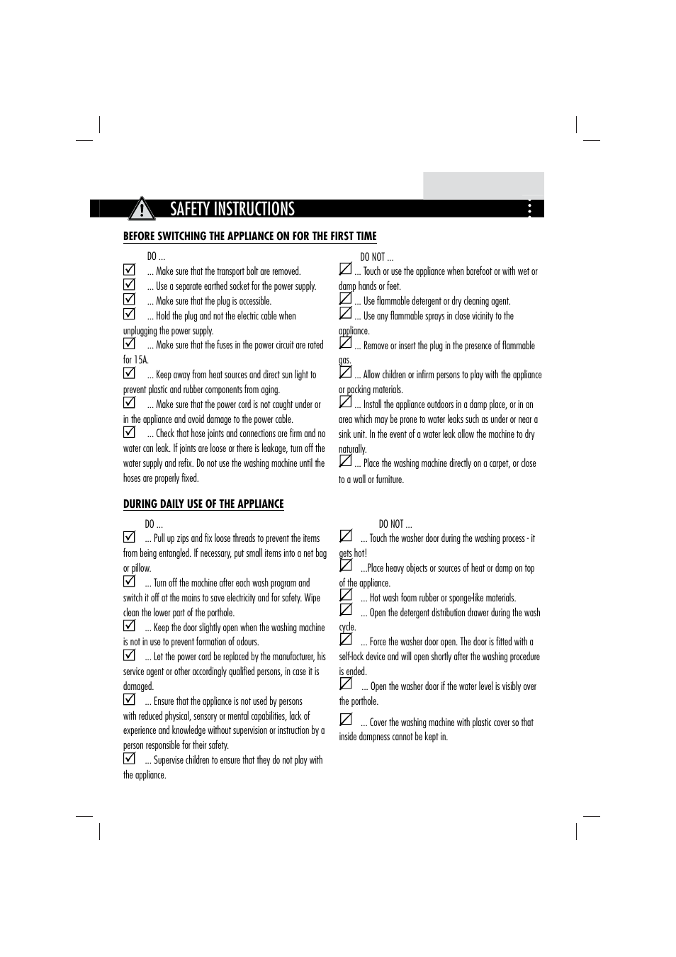 05 before use, Safety instructions | Teka TKW 1070 User Manual | Page 5 / 20