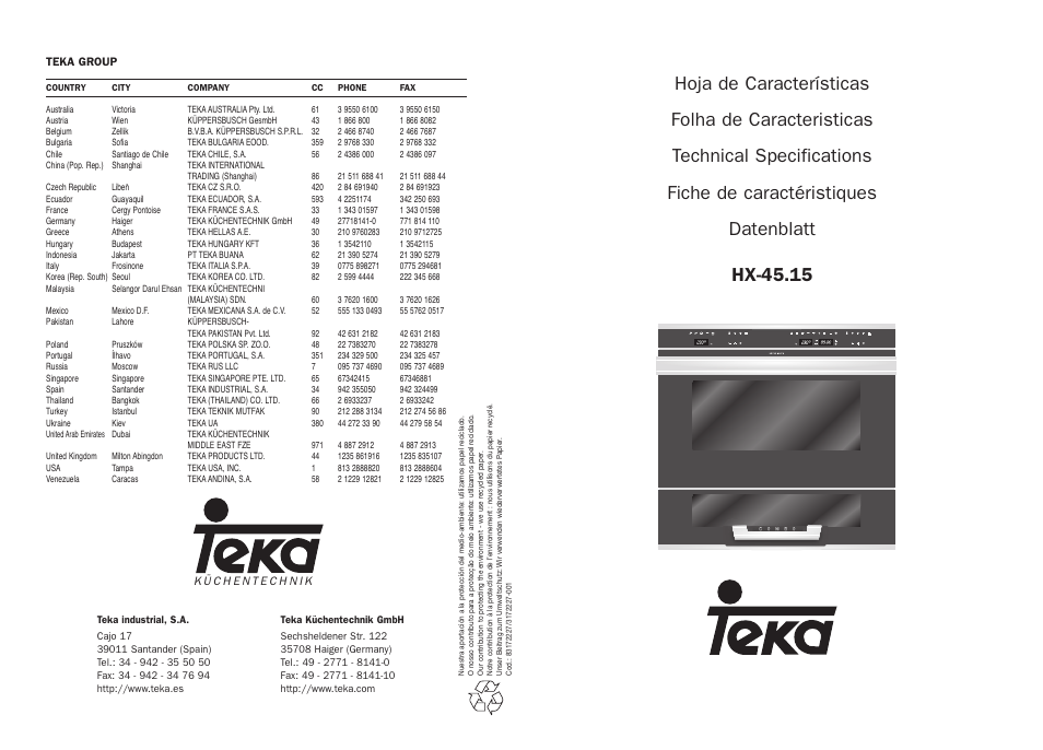 Teka HX-45.15 User Manual | 20 pages