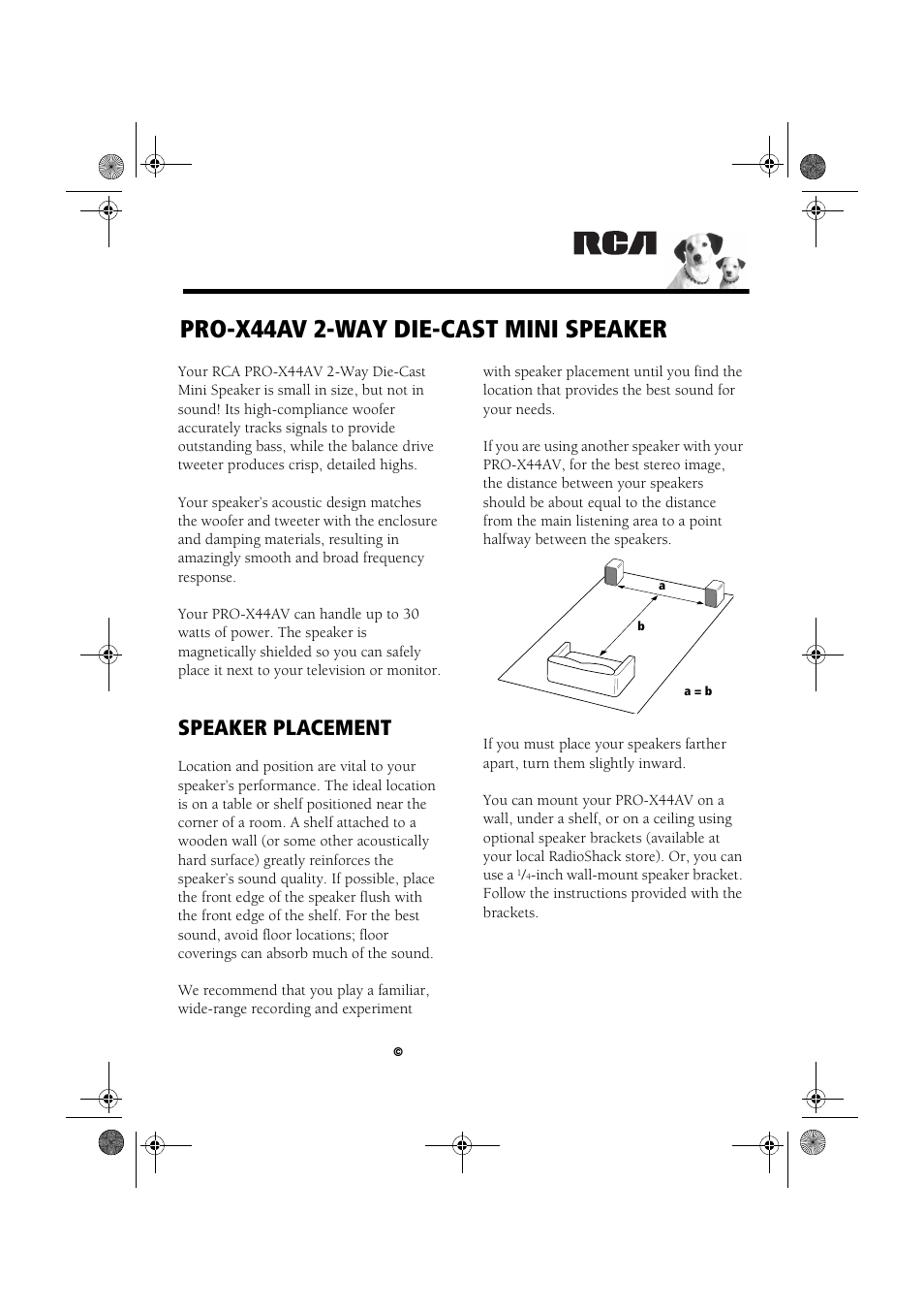 Tandy 2-WAY DIE-CAST PRO-X44AV User Manual | 4 pages
