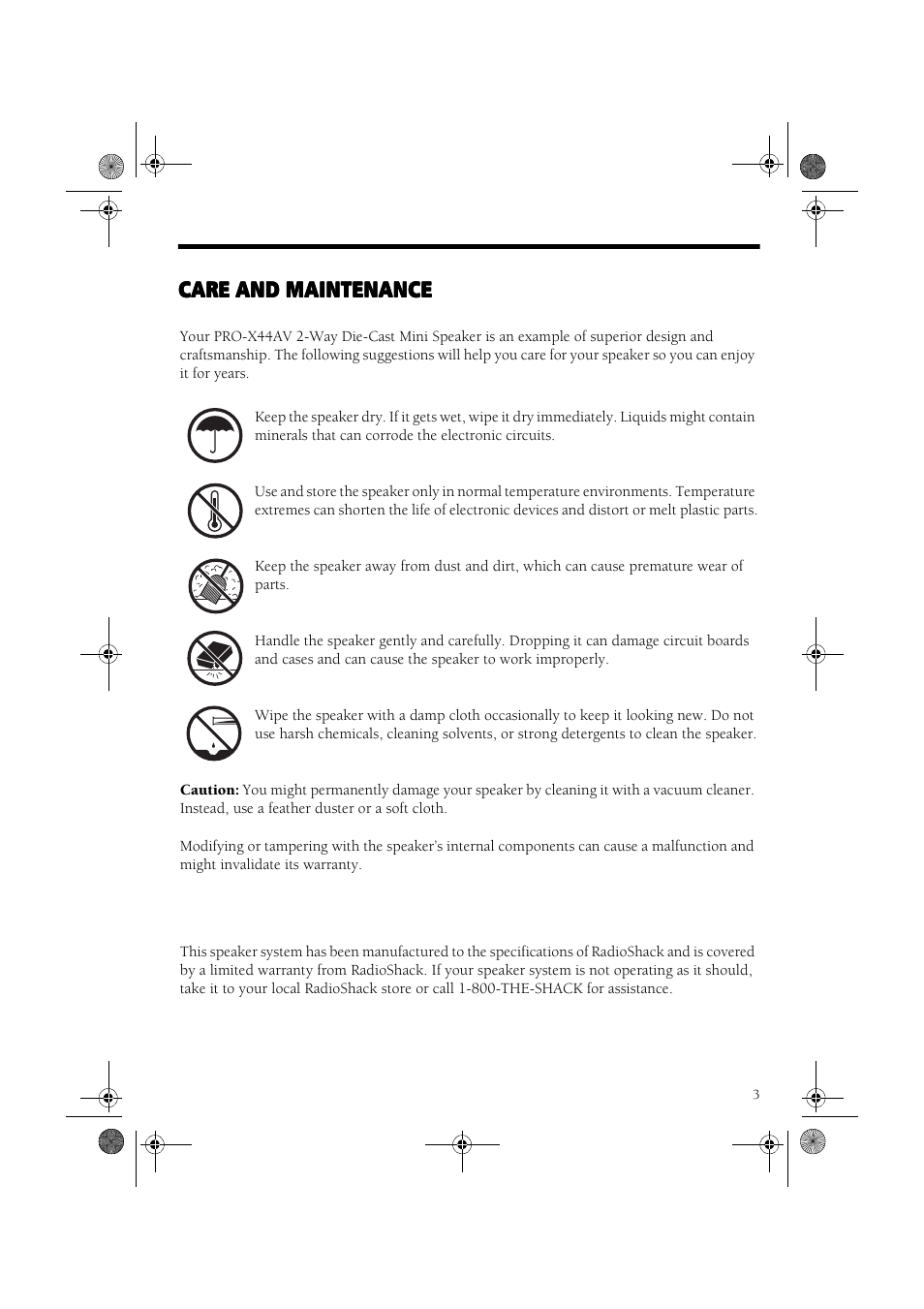 Tandy 2-WAY DIE-CAST PRO-X44AV User Manual | Page 3 / 4