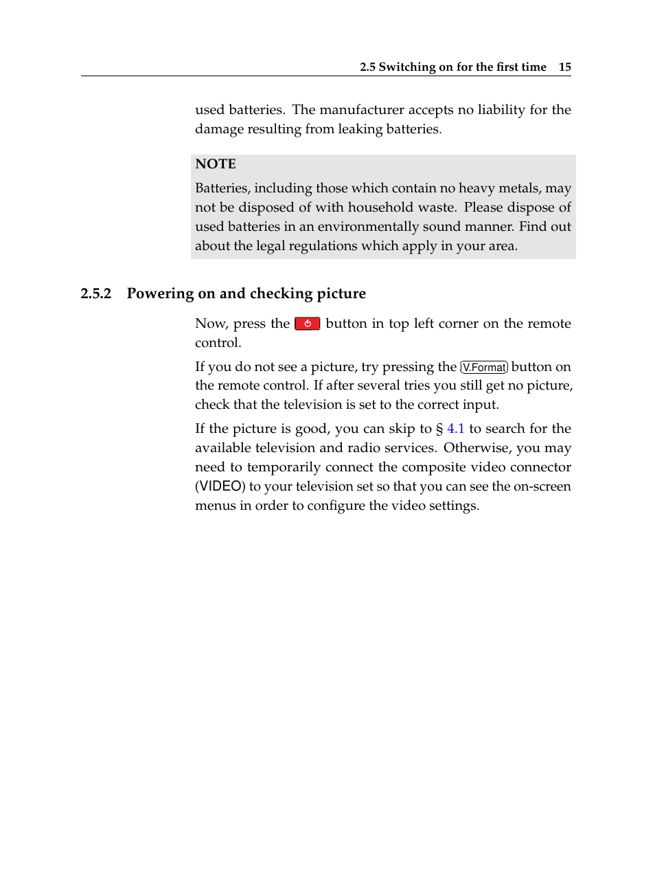 2 powering on and checking picture, Powering on and checking picture | Topfield TF 7720 HSCI User Manual | Page 21 / 68