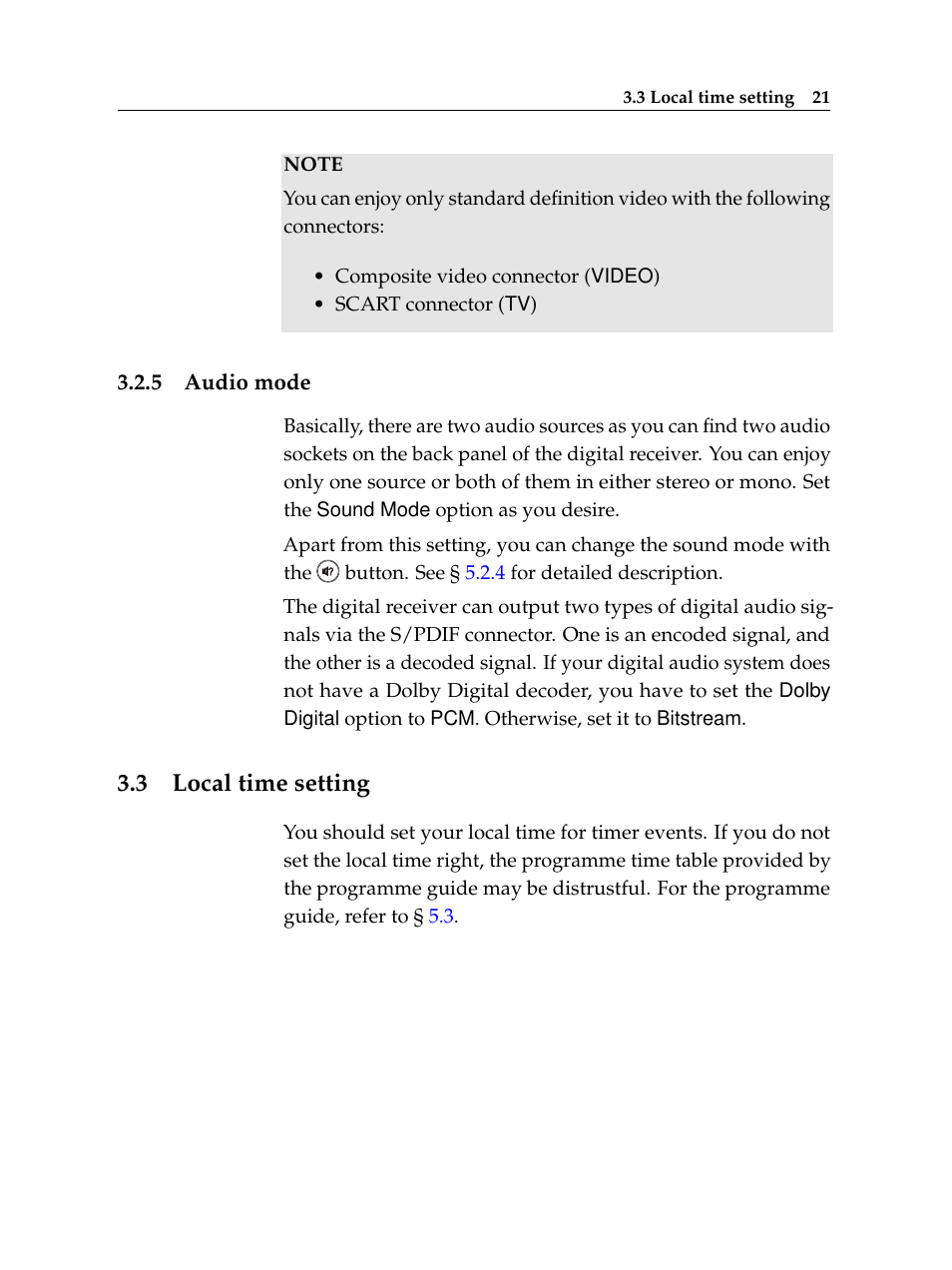 5 audio mode, 3 local time setting, Audio mode | Local time setting | Topfield TF 7720 HSCI User Manual | Page 27 / 68