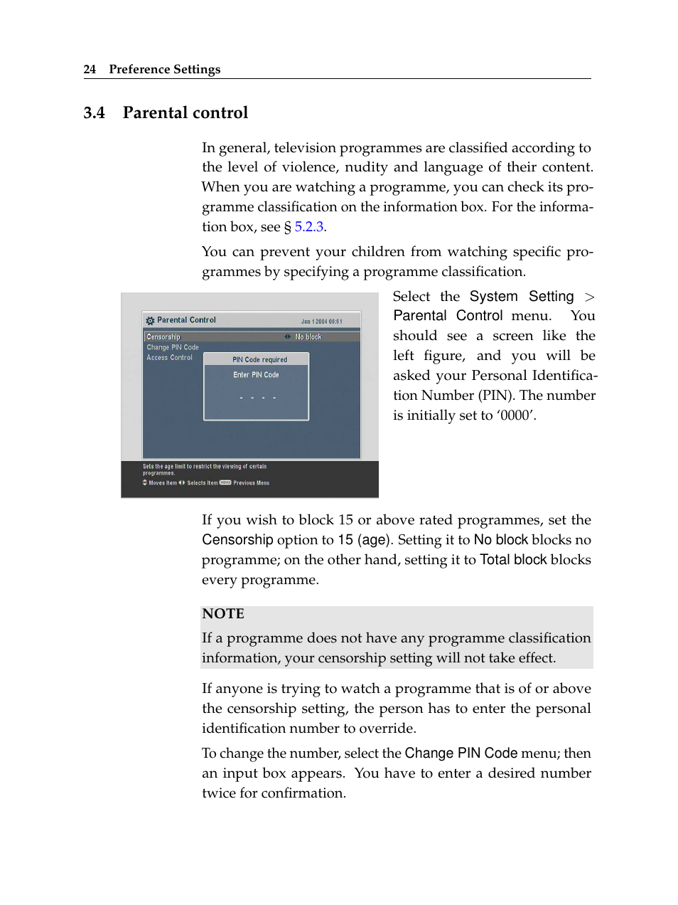 4 parental control, Parental control | Topfield TF 7720 HSCI User Manual | Page 30 / 68