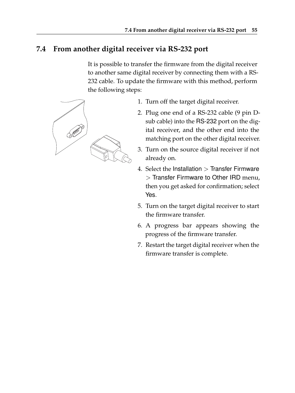 4 from another digital receiver via rs-232 port, From another digital receiver via rs-232 port | Topfield TF 7720 HSCI User Manual | Page 61 / 68