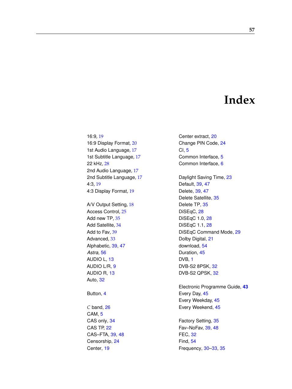 Index | Topfield TF 7720 HSCI User Manual | Page 63 / 68