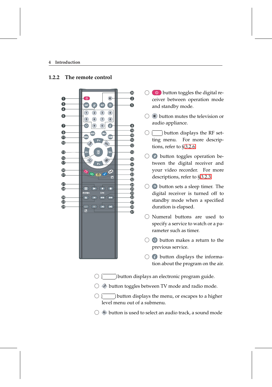 2 the remote control, The remote control | Topfield TF 5000 User Manual | Page 12 / 74