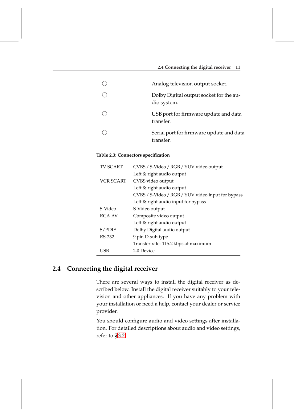 4 connecting the digital receiver, Connecting the digital receiver | Topfield TF 5000 User Manual | Page 19 / 74