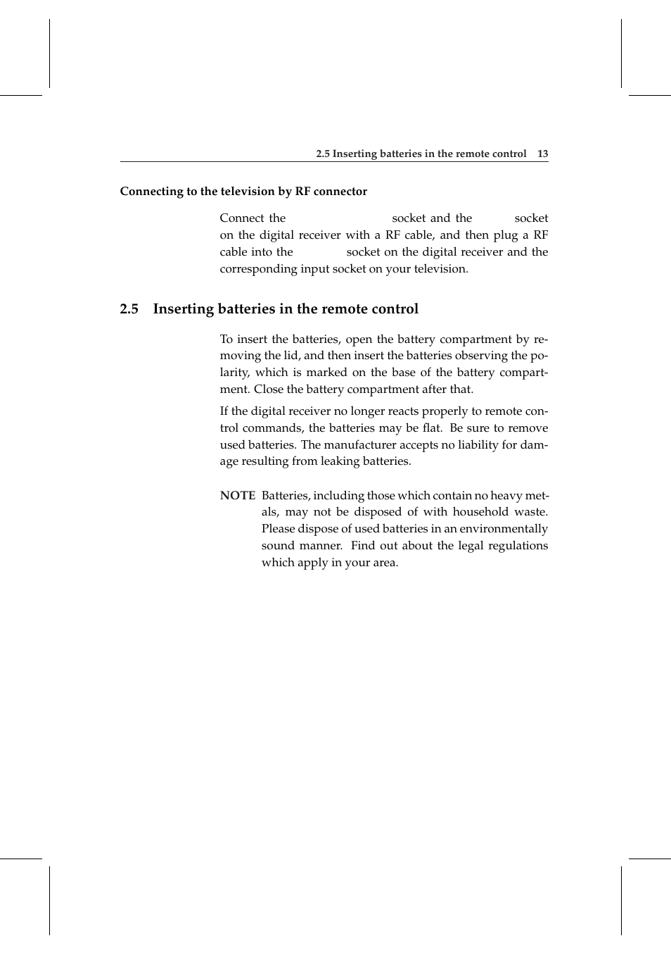 5 inserting batteries in the remote control, Inserting batteries in the remote control | Topfield TF 5000 User Manual | Page 21 / 74