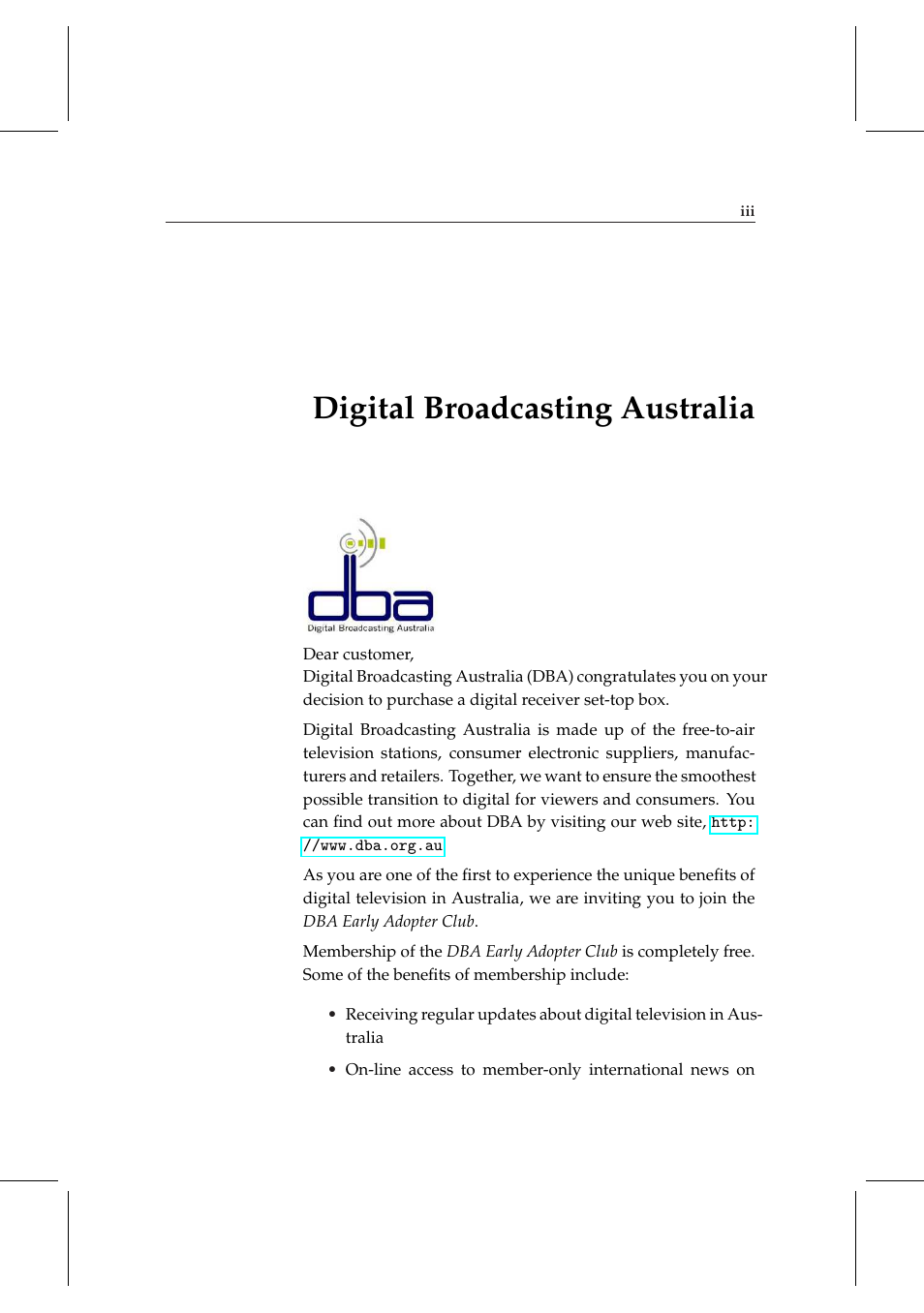 Digital broadcasting australia | Topfield TF 5000 User Manual | Page 3 / 74