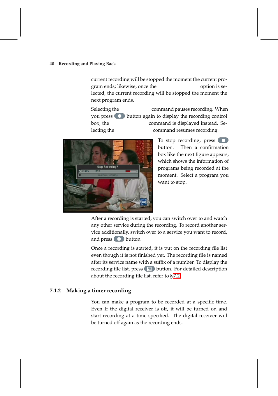 2 making a timer recording, Making a timer recording | Topfield TF 5000 User Manual | Page 48 / 74