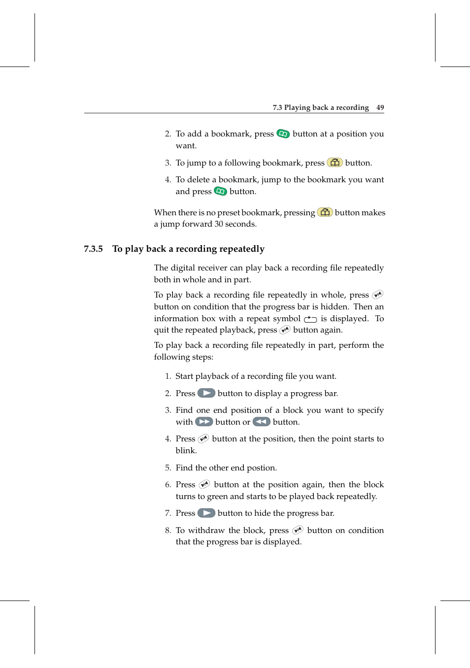 5 to play back a recording repeatedly, To play back a recording repeatedly | Topfield TF 5000 User Manual | Page 57 / 74