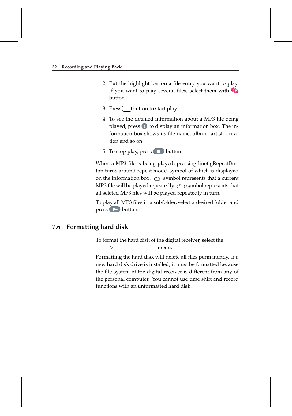 6 formatting hard disk, Formatting hard disk | Topfield TF 5000 User Manual | Page 60 / 74