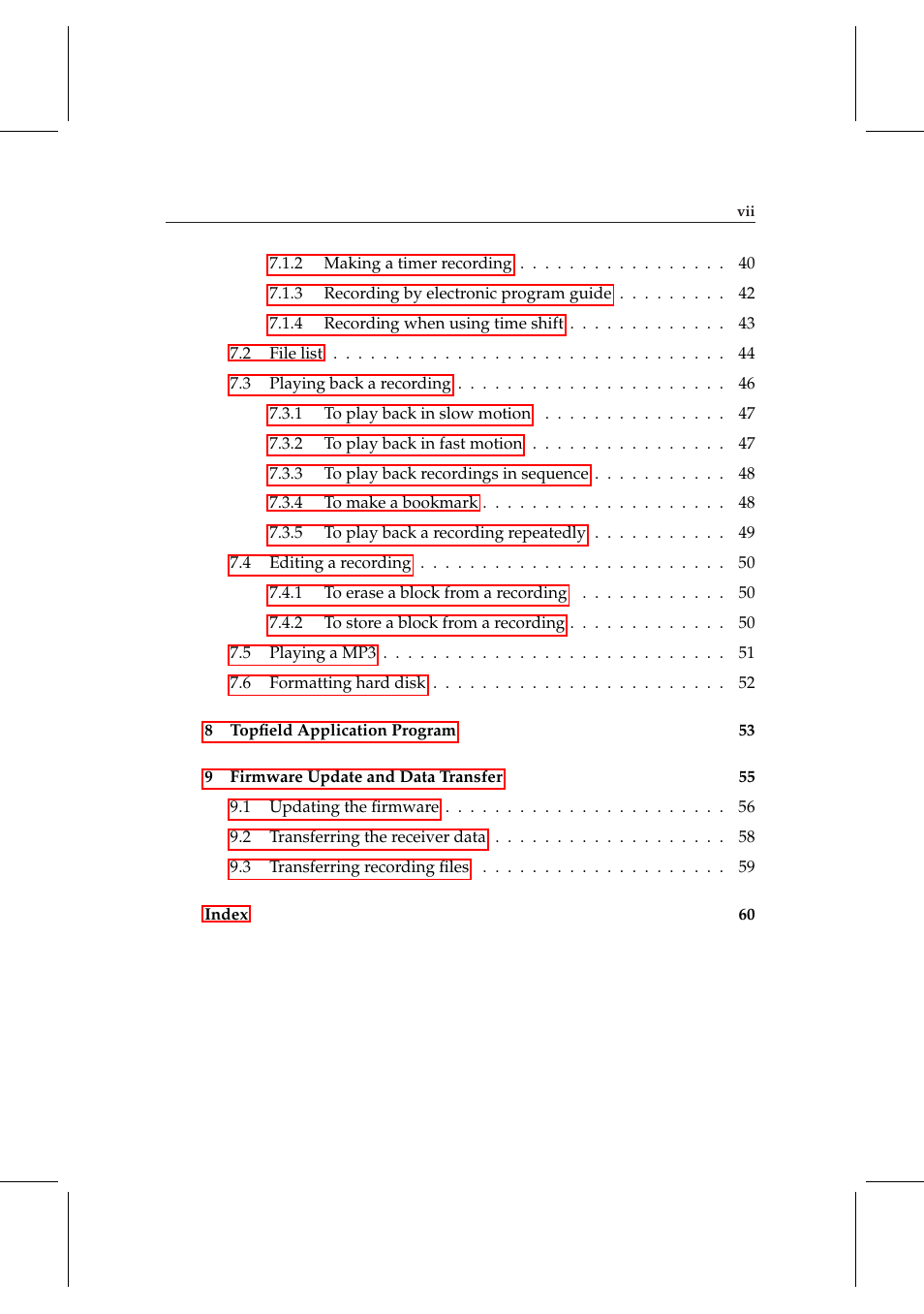 Topfield TF 5000 User Manual | Page 7 / 74