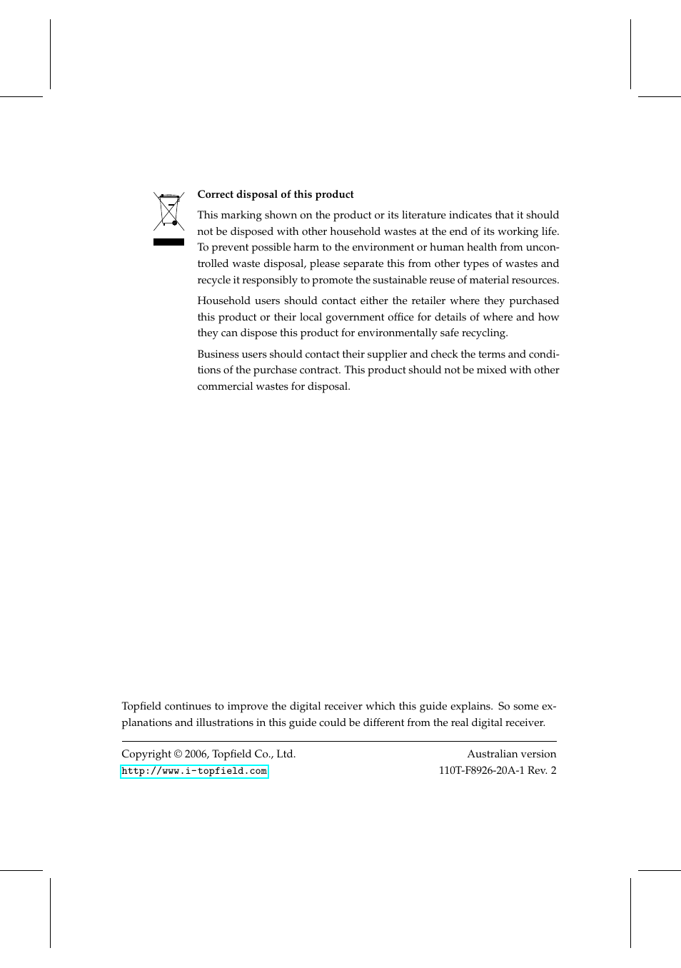 Back cover | Topfield TF 5000 User Manual | Page 74 / 74