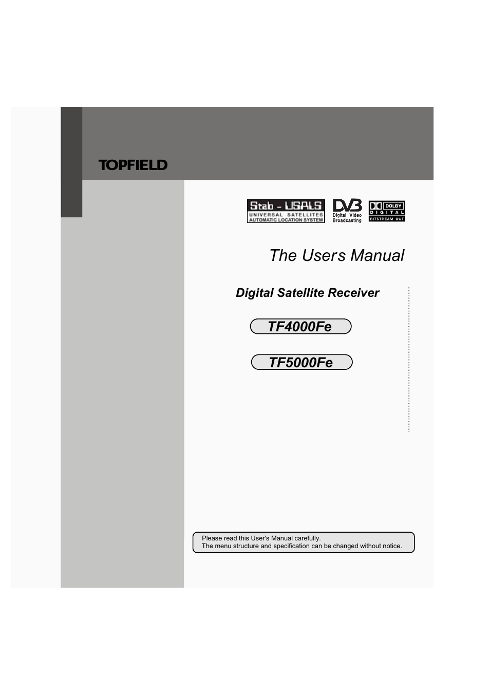 Topfield TF5000Fe User Manual | 45 pages