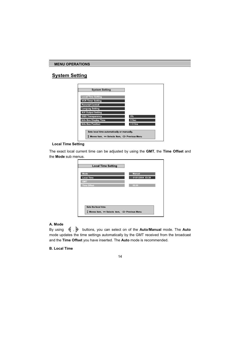 System setting | Topfield TF5000Fe User Manual | Page 14 / 45