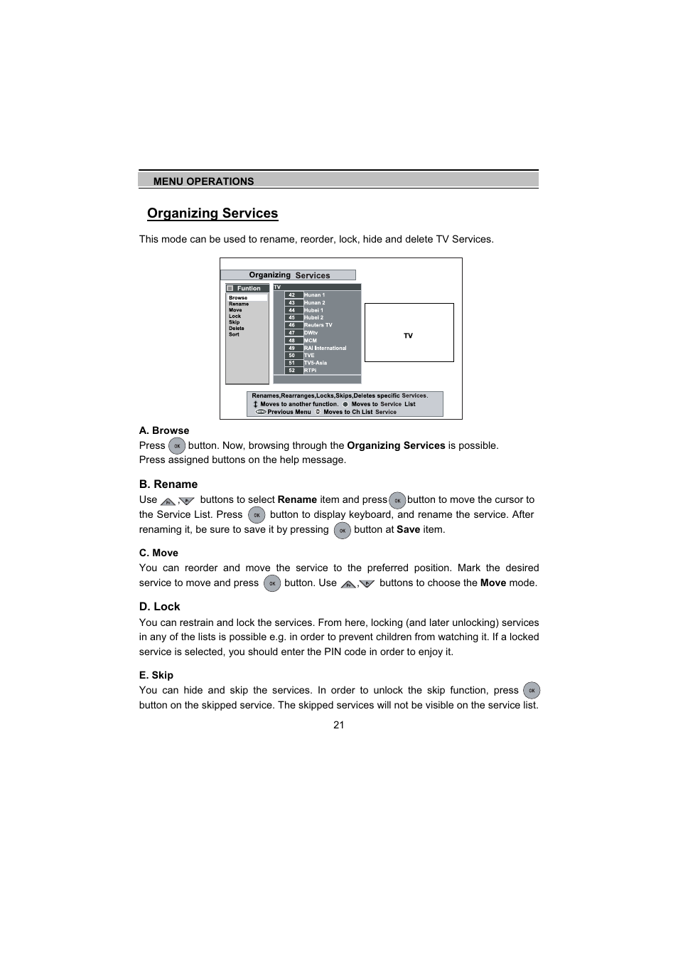 Organizing services | Topfield TF5000Fe User Manual | Page 21 / 45