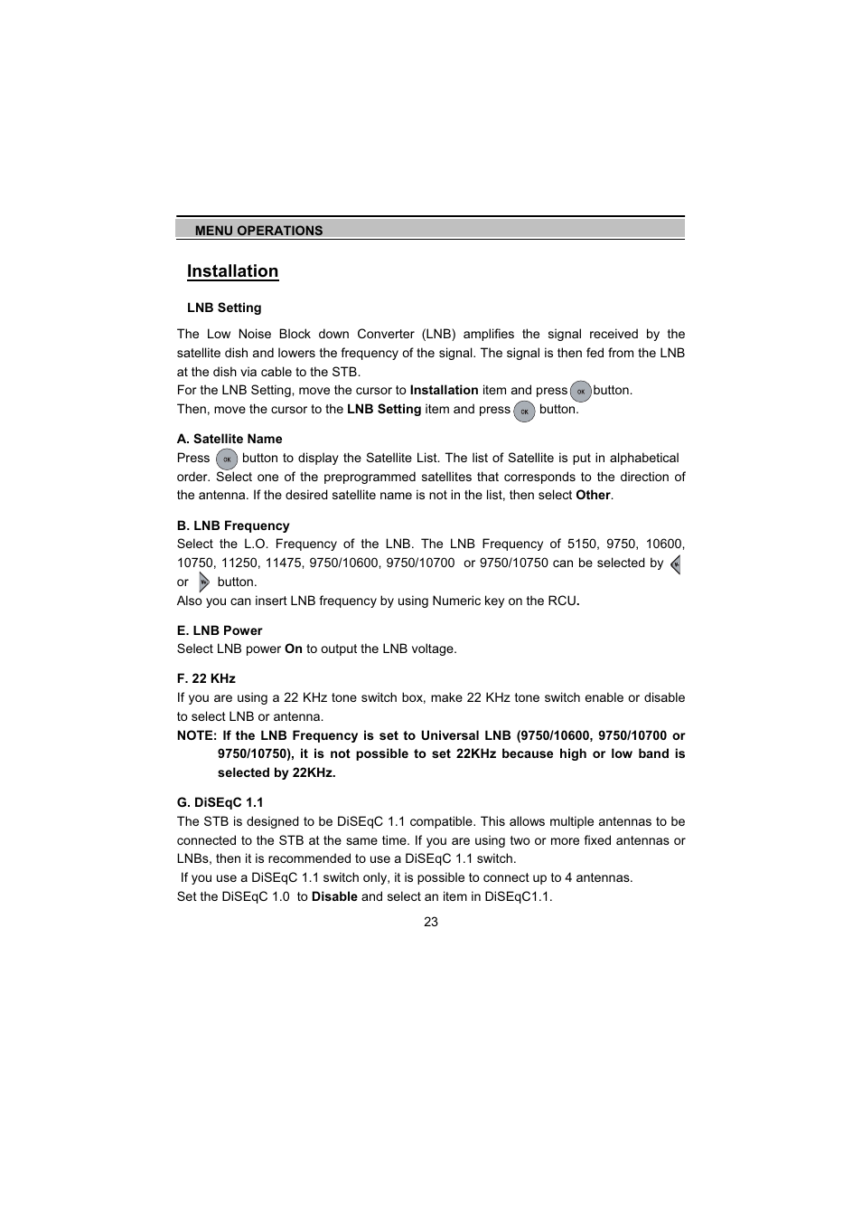 Installation | Topfield TF5000Fe User Manual | Page 23 / 45