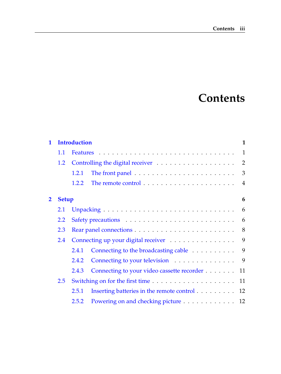 Topfield USER GUIDE DIGITAL CABLE RECEIVER TF 100 C User Manual | Page 3 / 50