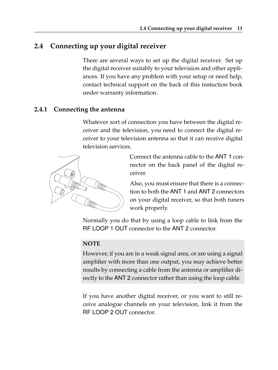 4 connecting up your digital receiver, 1 connecting the antenna, Connecting up your digital receiver | Connecting the antenna | Topfield TF 7000 HD PVRt User Manual | Page 17 / 68