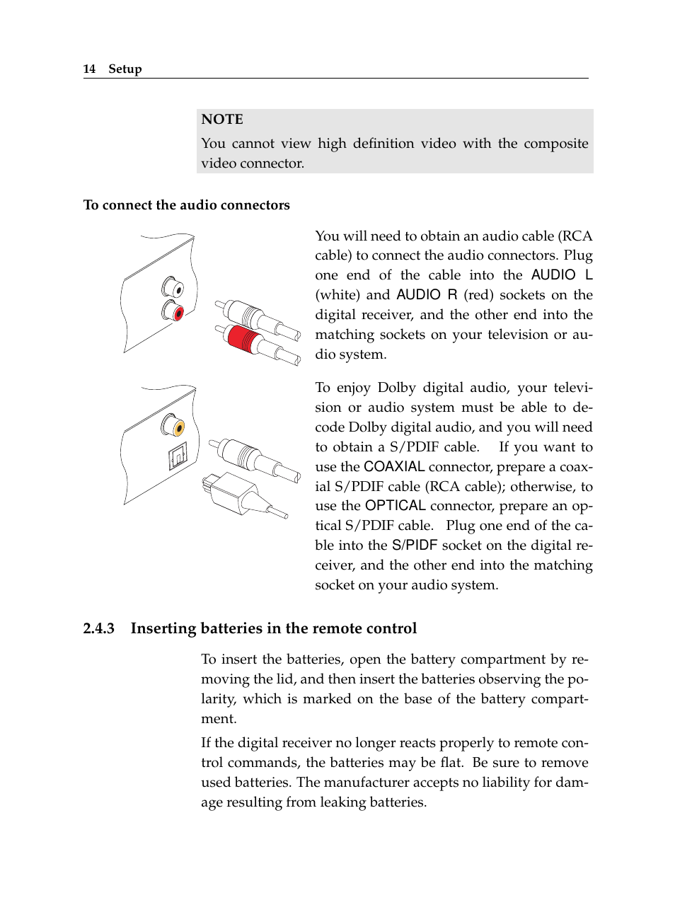 3 inserting batteries in the remote control, Inserting batteries in the remote control | Topfield TF 7000 HD PVRt User Manual | Page 20 / 68
