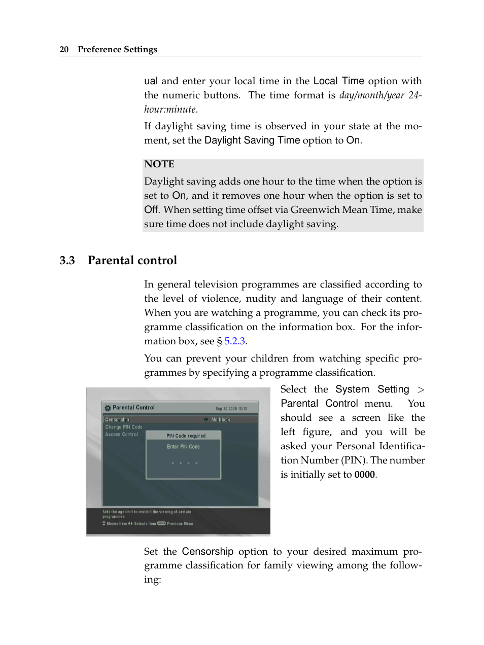 3 parental control, Parental control | Topfield TF 7000 HD PVRt User Manual | Page 26 / 68