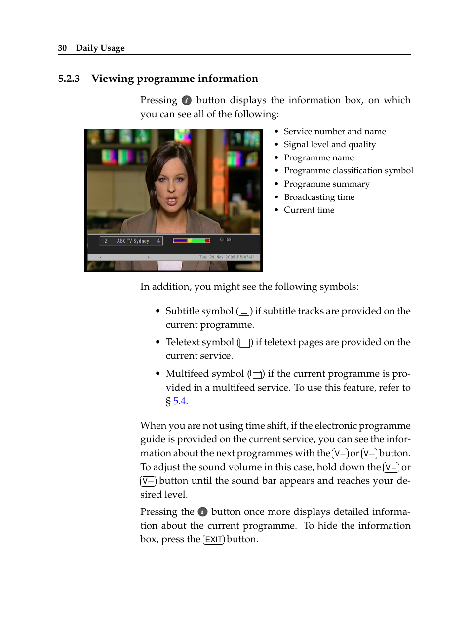 3 viewing programme information, Viewing programme information | Topfield TF 7000 HD PVRt User Manual | Page 36 / 68