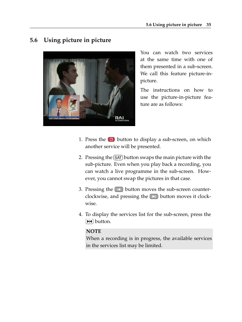 6 using picture in picture, Using picture in picture | Topfield TF 7000 HD PVRt User Manual | Page 41 / 68