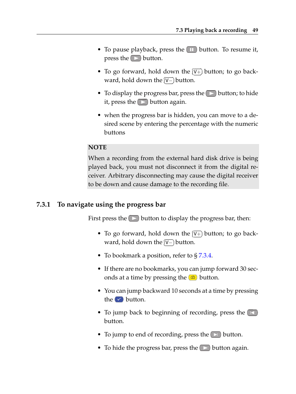 1 to navigate using the progress bar, To navigate using the progress bar | Topfield TF 7000 HD PVRt User Manual | Page 55 / 68