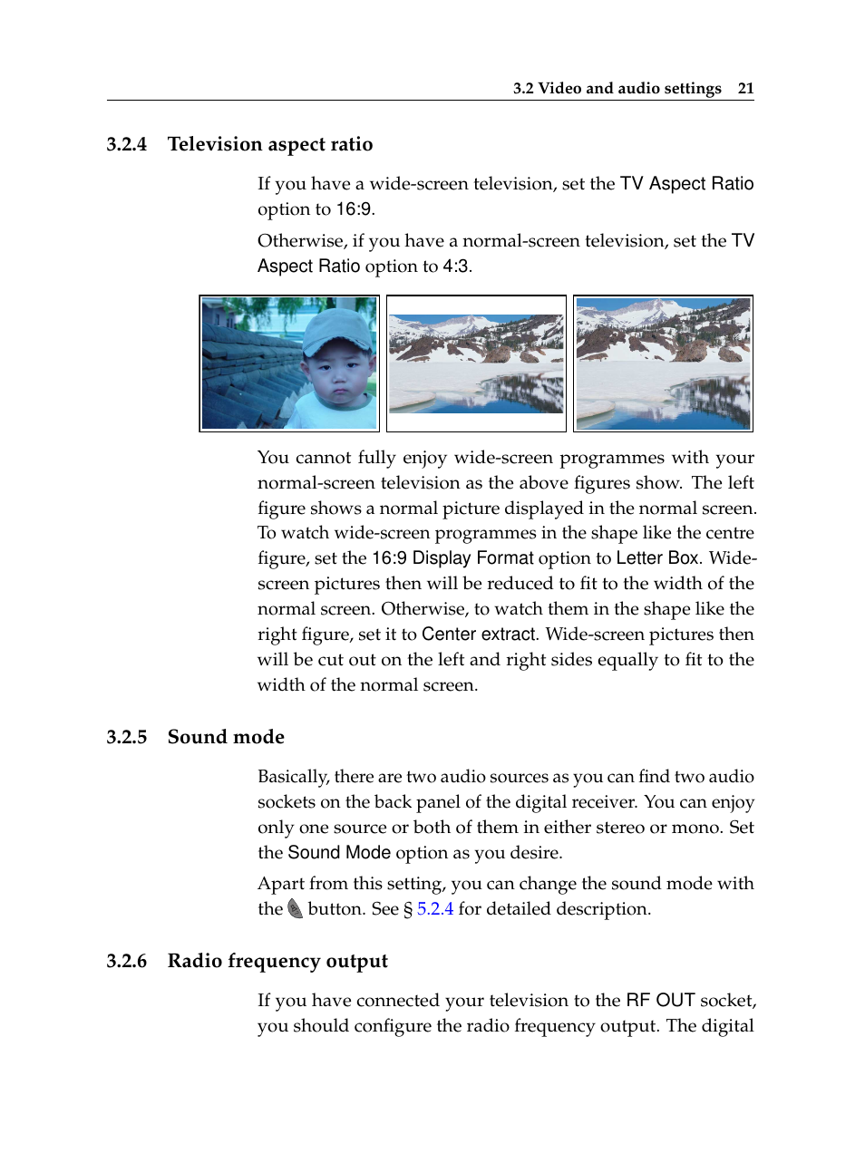 4 television aspect ratio, 5 sound mode, 6 radio frequency output | Television aspect ratio, Sound mode, Radio frequency output | Topfield TF 5510 PVR User Manual | Page 27 / 108