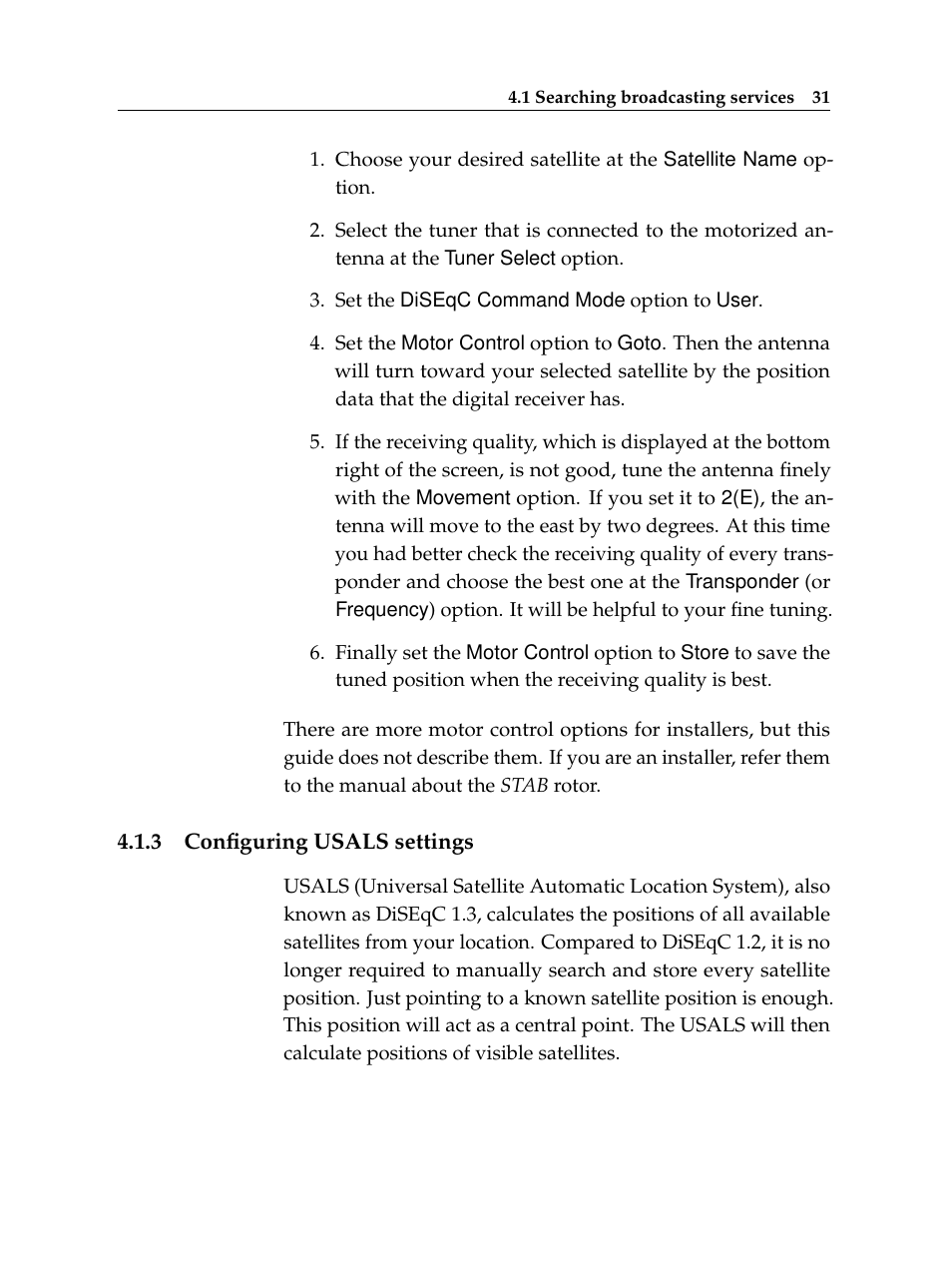 3 configuring usals settings, Configuring usals settings | Topfield TF 5510 PVR User Manual | Page 37 / 108