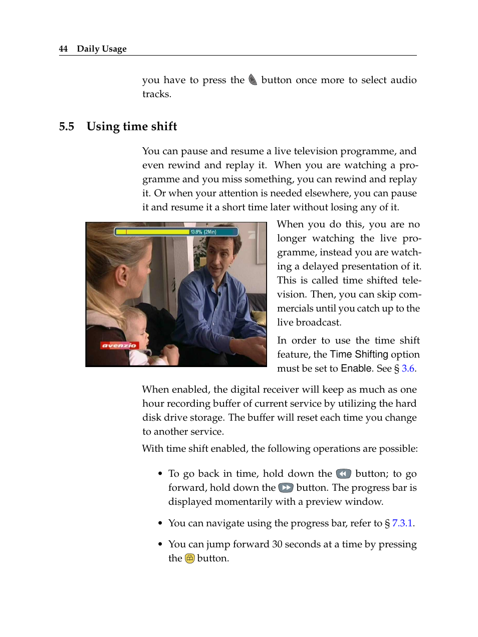 5 using time shift, Using time shift | Topfield TF 5510 PVR User Manual | Page 50 / 108