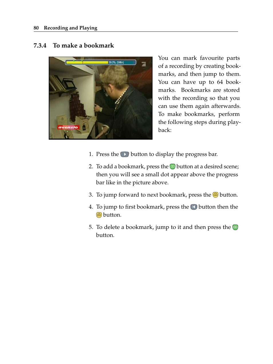4 to make a bookmark, To make a bookmark | Topfield TF 5510 PVR User Manual | Page 86 / 108