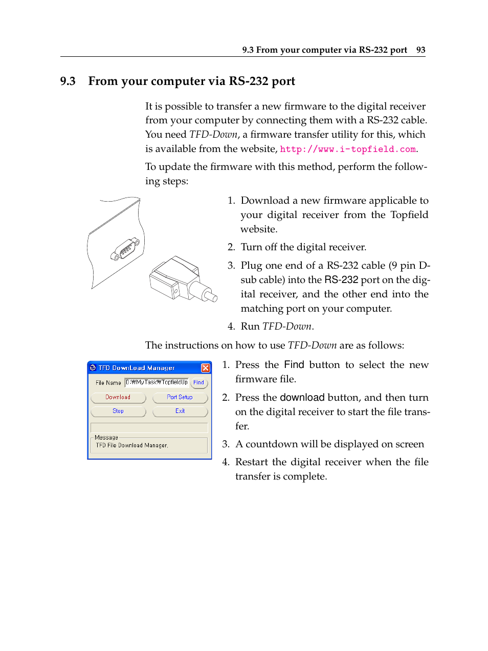 3 from your computer via rs-232 port, From your computer via rs-232 port | Topfield TF 5510 PVR User Manual | Page 99 / 108