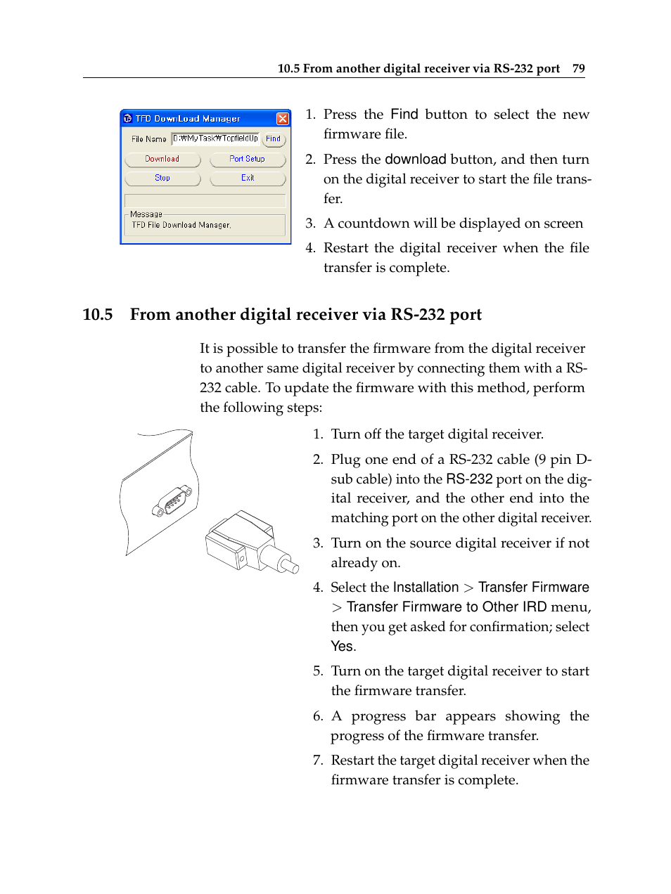 5 from another digital receiver via rs-232 port | Topfield Digital Cable Receiver Personal Video Recorder TF 600 PVRc User Manual | Page 85 / 90