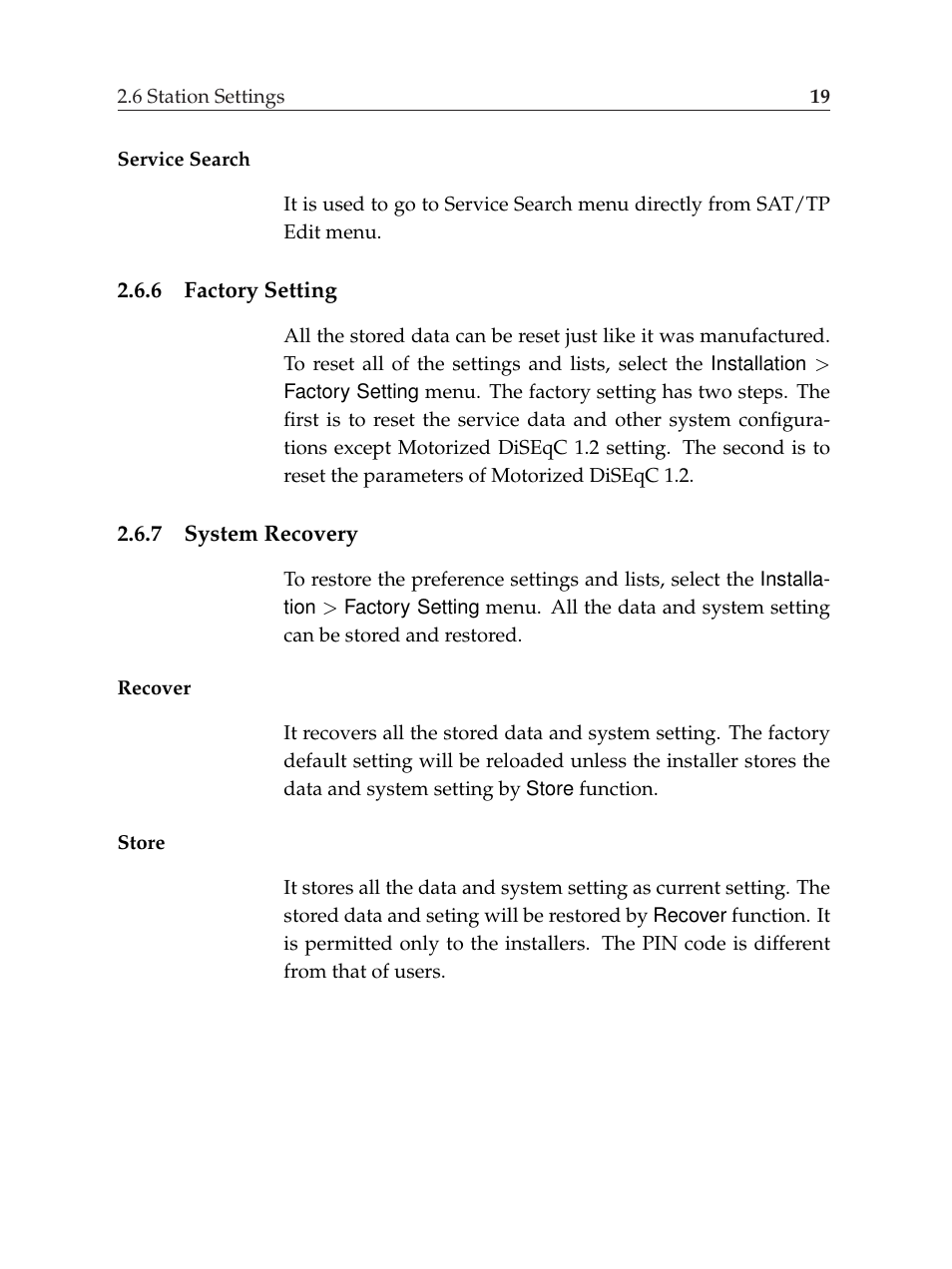 6 factory setting, 7 system recovery, Factory setting | System recovery | Topfield TF6000F User Manual | Page 23 / 58